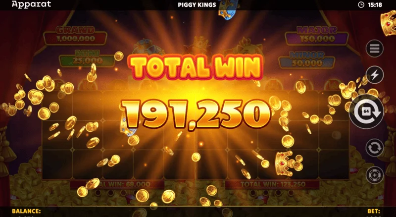 Piggy Kings - win screen in Free Games